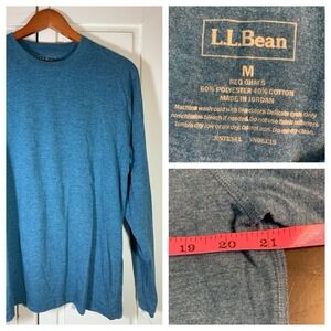 LL Bean T Shirt Men Medium Regular Long Sleeve Tee Teal Basic Outdoorsy Gorpcore